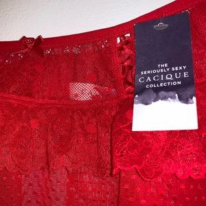 Lane Bryant Cacique Sexy Lingerie - Spot Lace Hip Slip Red 14/16